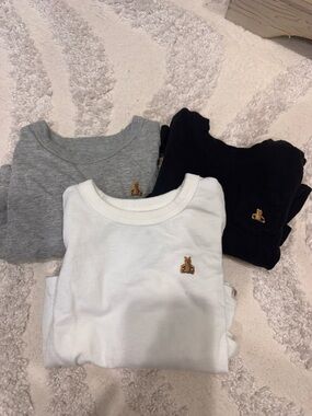 Set of 3  Long-Sleeve Tee with Small Bear Patch